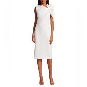 Alice + Olivia Kiro Ruffle-Shoulder Midi Sheath Dress